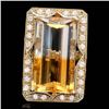 14k Gold 28.00ct Citrine 1.35ct Diamond Ring