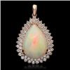 14K Gold 14.29ct Opal 2.38ct Diamond Pendant