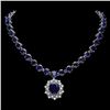 Image 1 : 14k Gold 86ct Sapphire 1.40ct Diamond Necklace