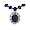 Image 2 : 14k Gold 86ct Sapphire 1.40ct Diamond Necklace