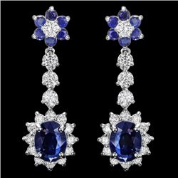 14k Gold 4.8ct Sapphire 2ct Diamond Earrings