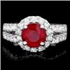 Image 1 : 14k White Gold 3.00ct Ruby 1.30ct Diamond Ring