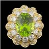 Image 1 : 14k Gold 5.50ct Peridot 2.30ct Diamond Ring