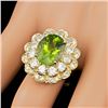 Image 3 : 14k Gold 5.50ct Peridot 2.30ct Diamond Ring