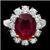 Image 1 : 14k White Gold 4.30ct Ruby 1.40ct Diamond Ring
