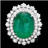 Image 1 : 14k White Gold 8.10ct Emerald 1.80ct Diamond Ring