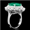Image 2 : 14k White Gold 8.10ct Emerald 1.80ct Diamond Ring