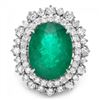 Image 3 : 14k White Gold 8.10ct Emerald 1.80ct Diamond Ring