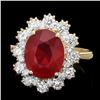 Image 1 : 14k Yellow Gold 3.50ct Ruby 1.40ct Diamond Ring
