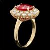 Image 2 : 14k Yellow Gold 3.50ct Ruby 1.40ct Diamond Ring
