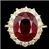 Image 1 : 14k Yellow Gold 12.00ct Ruby 1.45ct Diamond Ring