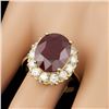 Image 3 : 14k Yellow Gold 12.00ct Ruby 1.45ct Diamond Ring