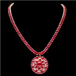 14k Gold 89.15ct Ruby 1.75ct Diamond Pendant