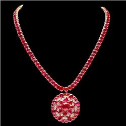 14k Gold 89.15ct Ruby 1.75ct Diamond Pendant