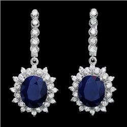 14k Gold 10.00ct Sapphire 1.70ct Diamond Earrings