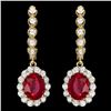 Image 1 : 14k Gold 5.00ct Ruby 1.30ct Diamond Earrings