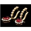 Image 2 : 14k Gold 5.00ct Ruby 1.30ct Diamond Earrings