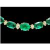 Image 3 : 14k Gold 22ct Emerald 1.10ct Diamond Necklace