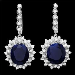 14k Gold 16.50ct Sapphire 2ct Diamond Earrings