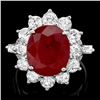 Image 1 : 14k White Gold 7.00ct Ruby 2.3ct Diamond Ring