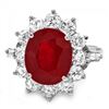Image 2 : 14k White Gold 7.00ct Ruby 2.3ct Diamond Ring