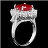 Image 3 : 14k White Gold 7.00ct Ruby 2.3ct Diamond Ring