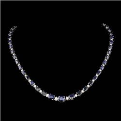 14k Gold 30.00ct Sapphire 1.25ct Diamond Necklace