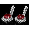 Image 3 : 14k Gold 14.15ct Ruby 1.80ct Diamond Earrings
