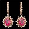 Image 1 : 14k Rose Gold 9.00ct Ruby 1.60ct Diamond Earrings