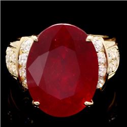 14k Yellow Gold 15.75ct Ruby 0.80ct Diamond Ring