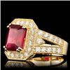 Image 2 : 14k Yellow Gold 5.00ct Ruby 1.50ct Diamond Ring