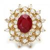 Image 2 : 14k Yellow Gold 4.00ct Ruby 2.00ct Diamond Ring