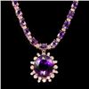 Image 1 : 14K Gold 31.07ct Amethyst 2.45ct Diamond Necklace