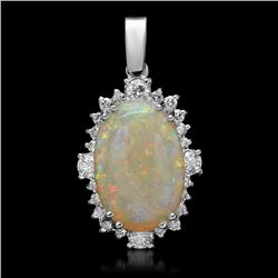 14K Gold 5.87ct Opal 1.11ct Diamond Pendant