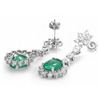 Image 2 : 14k Gold 4ct Emerald 3.20ct Diamond Earrings