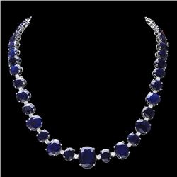 14k W Gold 164ct Sapphire 1.85ct Diamond Necklace