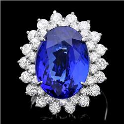 14k Gold 11.00ct Tanzanite 2.30ct Diamond Ring
