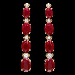 14k Gold 8.00ct Ruby 0.30ct Diamond Earrings