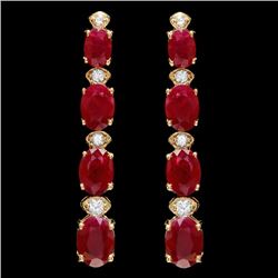 14k Gold 8.00ct Ruby 0.30ct Diamond Earrings