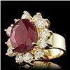 Image 2 : 14k Yellow Gold 9.00ct Ruby 3.20ct Diamond Ring