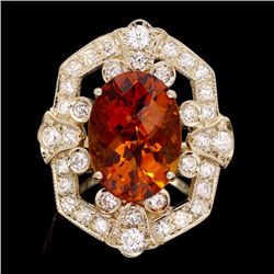 14k Gold 5.40ct Citrine 1.30ct Diamond Ring