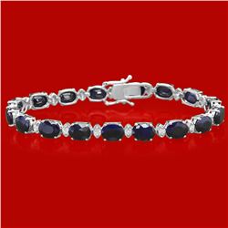 14k Gold 24.38ct Sapphire 0.85ct Diamond Bracelet