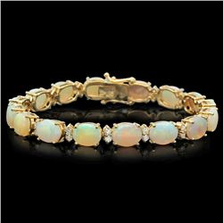 14K Gold 16.97ct Opal 1.45ct Diamond Bracelet