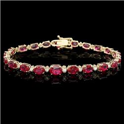 14k Gold 17.00ct Ruby 0.75ct Diamond Bracelet