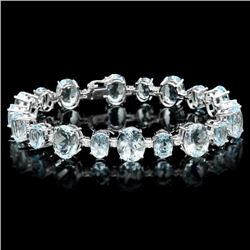 14k Gold 39ct Aquamarine 1.25ct Diamond Bracelet