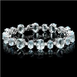 14k Gold 39ct Aquamarine 1.25ct Diamond Bracelet