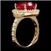 Image 3 : 14k Yellow Gold 10.00ct Ruby 1.85ct Diamond Ring