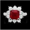 Image 1 : 14k White Gold 3.40ct Ruby 1.25ct Diamond Ring