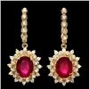 Image 1 : 14k Gold 8.00ct Ruby 1.90ct Diamond Earrings