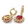 Image 2 : 14k Gold 8.00ct Ruby 1.90ct Diamond Earrings